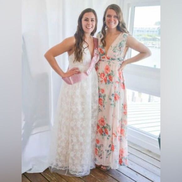 Lulus Garden Meandering Blush Feminine Floral Print Maxi Dress Size Small NEW - Picture 9 of 15